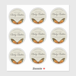 Vintage Butterfly-Body-Butter 2,5" Produktkennzeic Aufkleber