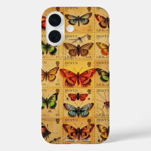 Vintage Butterfly-Briefmarke iPhone 16 Hülle