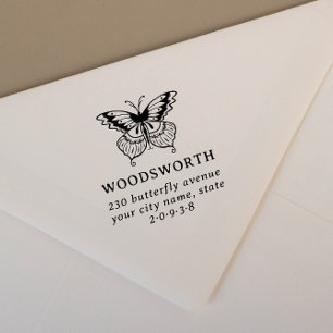 Vintage Butterfly Classic Rücksendeadresse Gummistempel