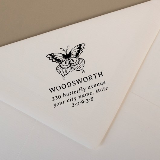 Vintage Butterfly Classic Rücksendeadresse Gummistempel