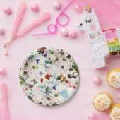 Vintage Butterfly Floral Paris Street Pappteller (Party)