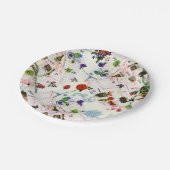 Vintage Butterfly Floral Paris Street Pappteller (Schrägansicht)