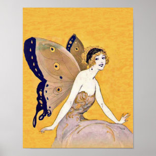 Vintage Butterfly Flügel Fairy Fee Blond Hair Poster