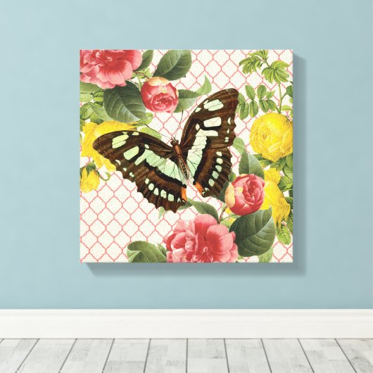 Vintage Butterfly-gespannte Leinwand (Insitu (Holzboden))