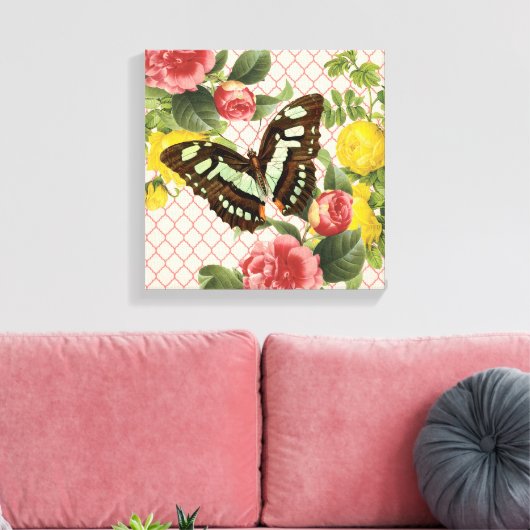 Vintage Butterfly-gespannte Leinwand (Insitu (Wohnzimmer))