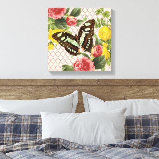 Vintage Butterfly-gespannte Leinwand (Insitu (Schlafzimmer))