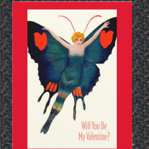 Vintage Butterfly Lady Valentine Karte