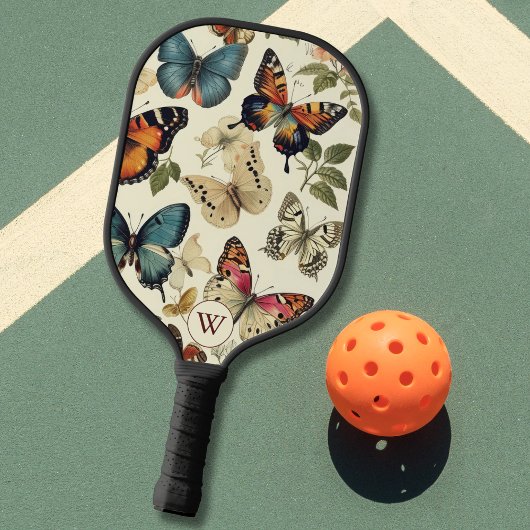 Vintage Butterfly-Monogramm Pickleball Schläger