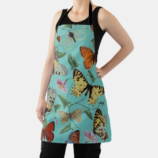 Vintage Butterfly & Moth-Malerei, Aquamarin Schürze (InSitu)