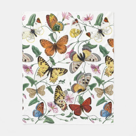 Vintage Butterfly & Moth-Malerei Fleecedecke (Vorderseite)