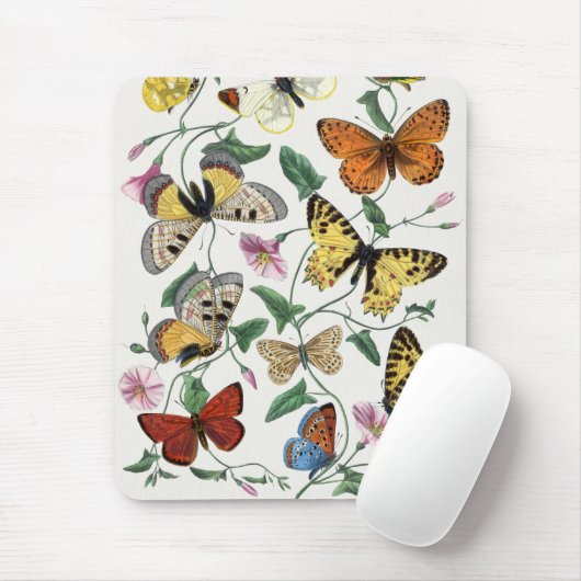 Vintage Butterfly & Moth-Malerei Mousepad (Mit Mouse)