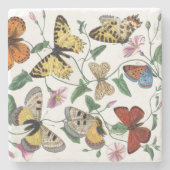 Vintage Butterfly & Moth-Malerei Steinuntersetzer (Vorderseite)