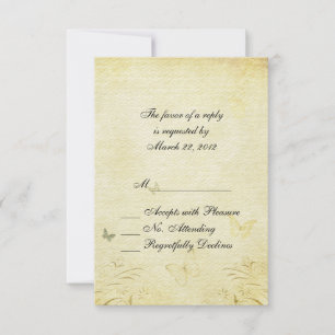 Vintage Butterfly Wedding RSVP Karte