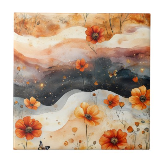 Vintage Butterfly Wildflower (4) Fliese (Vorderseite)