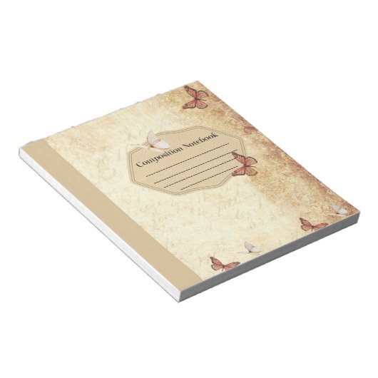 Vintage Butterfly Zusammensetzung Noteboot Notizblock (angewinkelt)