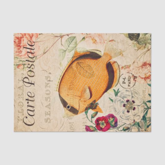 Vintage Butterflyfish Illustration Seidenpapier (Vorderseite)