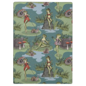 Vintage Button-Up-Girl-Frösche Klemmbrett (Rückseite)