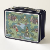 Vintage Button-Up-Girl-Frösche Metall Brotdose (Rückseite)