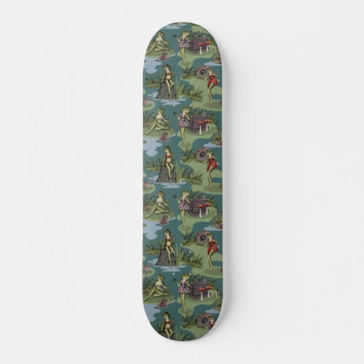 Vintage Button-Up-Girl-Frösche Skateboard (Vorne)