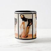 Vintage Button-up Girl-Tasse Zweifarbige Tasse (Mittel)
