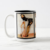 Vintage Button-up Girl-Tasse Zweifarbige Tasse (Links)