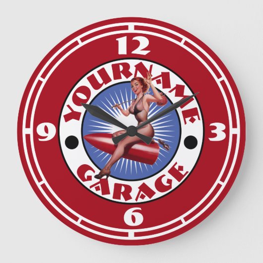 Vintage Button-Up Girl-Vorlage große Uhr (Vorderseite)