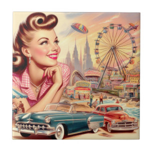 Vintage Button-Up-Illustration Fliese