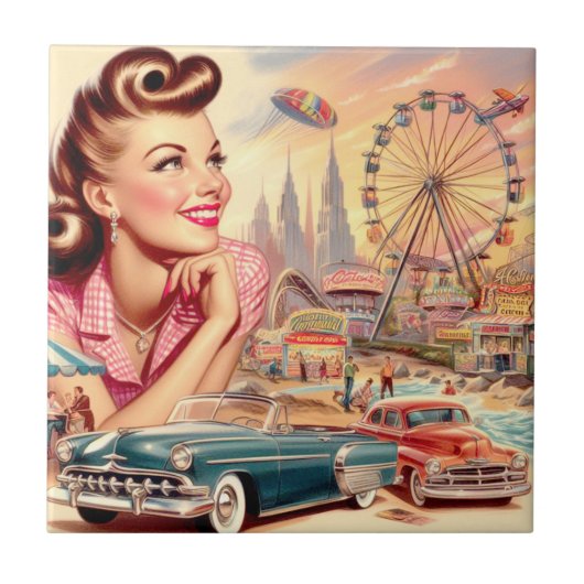 Vintage Button-Up-Illustration Fliese (Vorderseite)