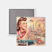 Vintage Button-Up-Illustration Magnet (Vorderseite/Rückseite)