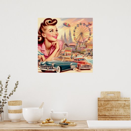 Vintage Button-Up-Illustration Poster (Küche)