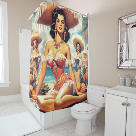 Vintage Button-Ups Malerei Duschvorhang (Beispiel)