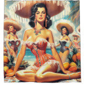 Vintage Button-Ups Malerei Duschvorhang (Vorderseite)