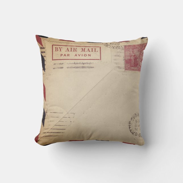 Vintage By Air Mail Wurfkissen Kissen (Vorderseite)