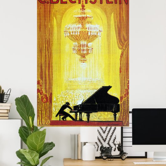 Vintage C. Bechstein Deutsche Klavierwerbung Poster (Heimbüro)