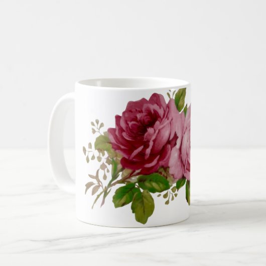Vintage Cabbage Rose Elegance  Kaffeetasse (Vorderseite Links)