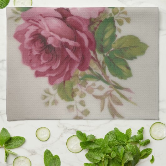 Vintage Cabbage Rose Elegance Küche Handtücher (Gefaltet)