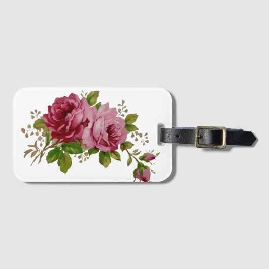 Vintage Cabbage Rose Elegance Luggage Tag Gepäckanhänger (Vorderseite (Horizontal))