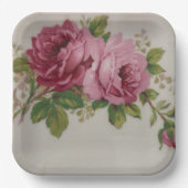 Vintage Cabbage Rose Elegance Papierplatte Pappteller (Vorderseite)