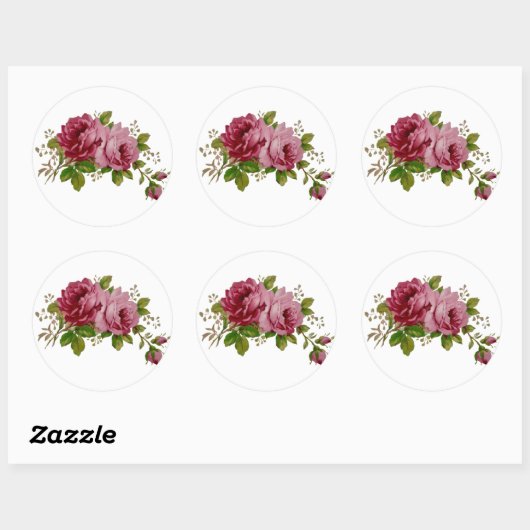 Vintage Cabbage Rose Elegance Sticker (Blatt)