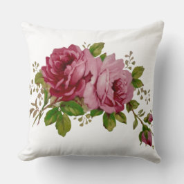 Vintage Cabbage Rose Elegance Throw Pillow Kissen