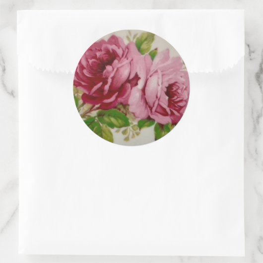 Vintage Cabbage Rose Elegante Aufkleber (Tasche)