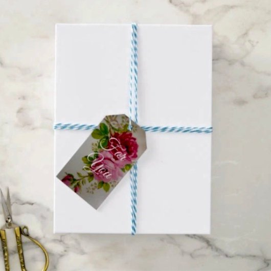 Vintage Cabbage Rose Elegante Geschenkanhänger