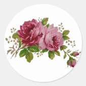 Vintage Cabbage Rose Eleganz Aufkleber (Vorderseite)