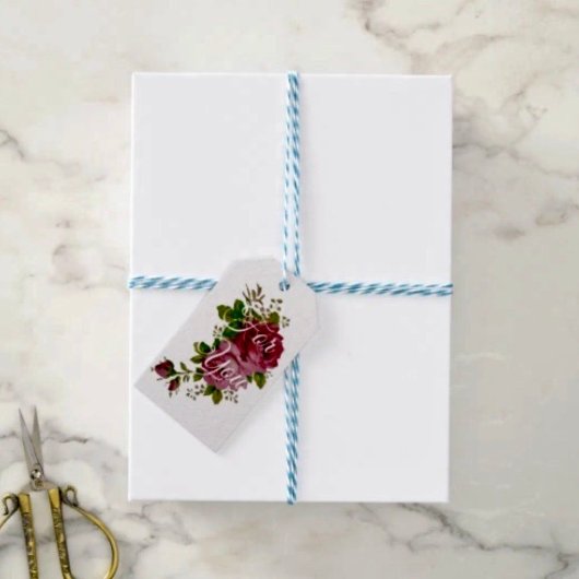 Vintage Cabbage Rose Eleganz  Geschenkanhänger