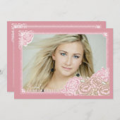 Vintage Cabbage Rose Foto Bestätigung Einladung (Vorne/Hinten)