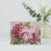 Vintage Cabbage Rose Postkarte (Stehend Vorderseite)
