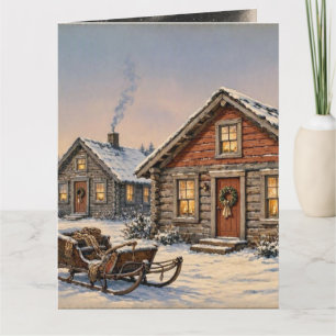 Vintage Cabin Weihnachten • Santas Schlitten & Gem Karte