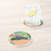 Vintage Cabrio-Straße im Land Getränkeuntersetzer (Seite)