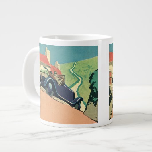 Vintage Cabrio-Straße im Land Jumbo-Tasse (Vorderseite Links)
