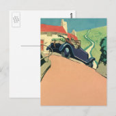 Vintage Cabrio-Straße im Land Postkarte (Vorne/Hinten)